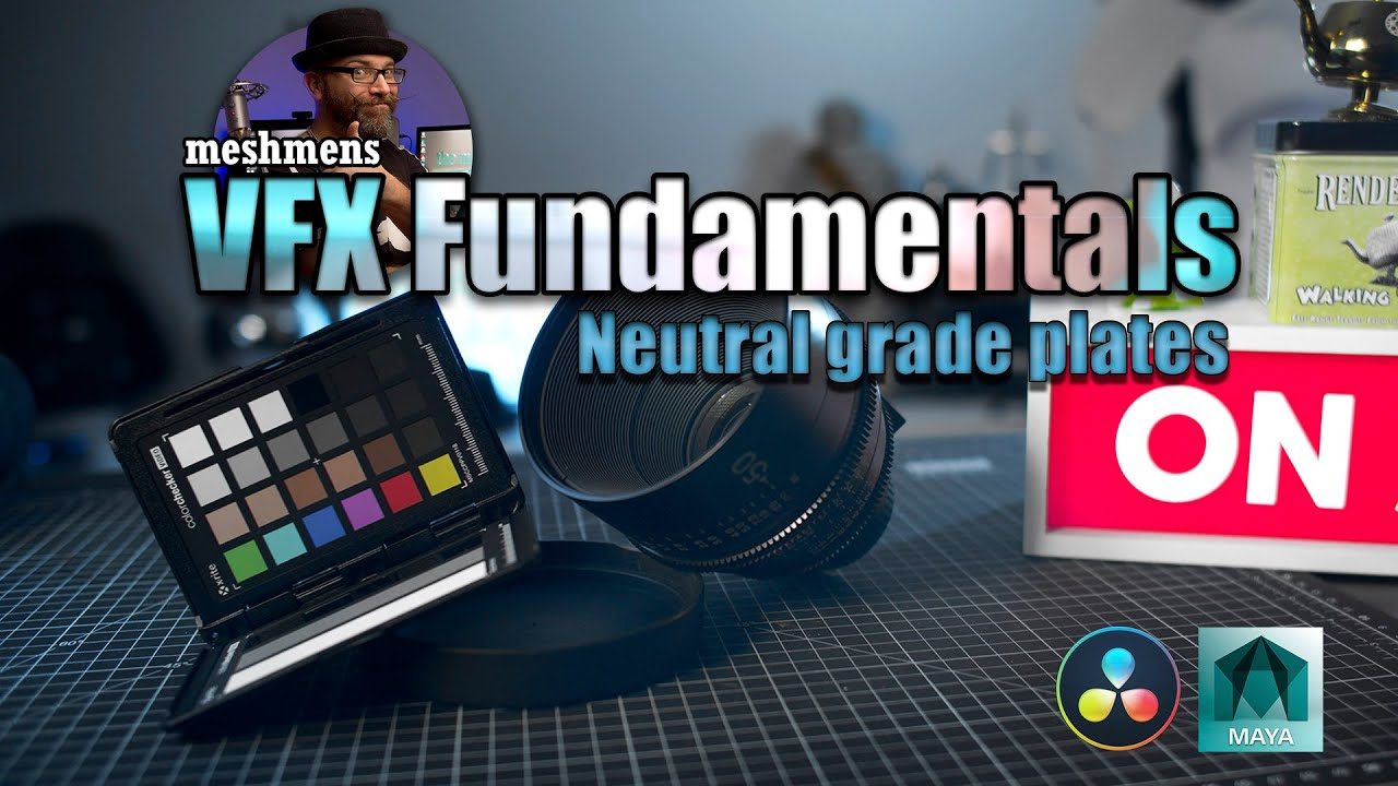 Still from a VFX Fundamentals walkthrough of neutral grading a plate for CGI