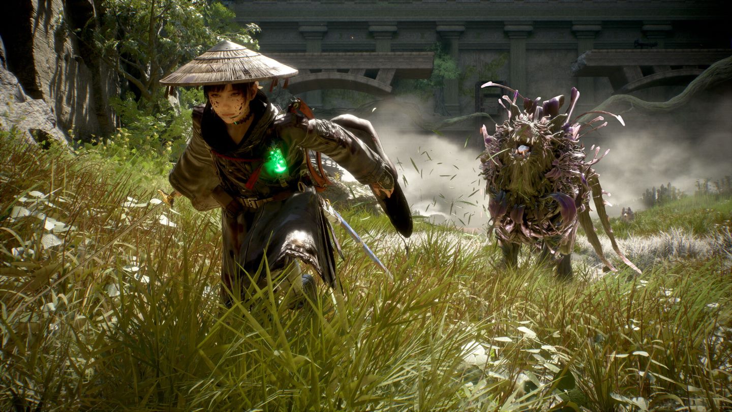 Emma and Koo in the overgrown ruins of post-apocalyptic Japan, from Beast of Reincarnation