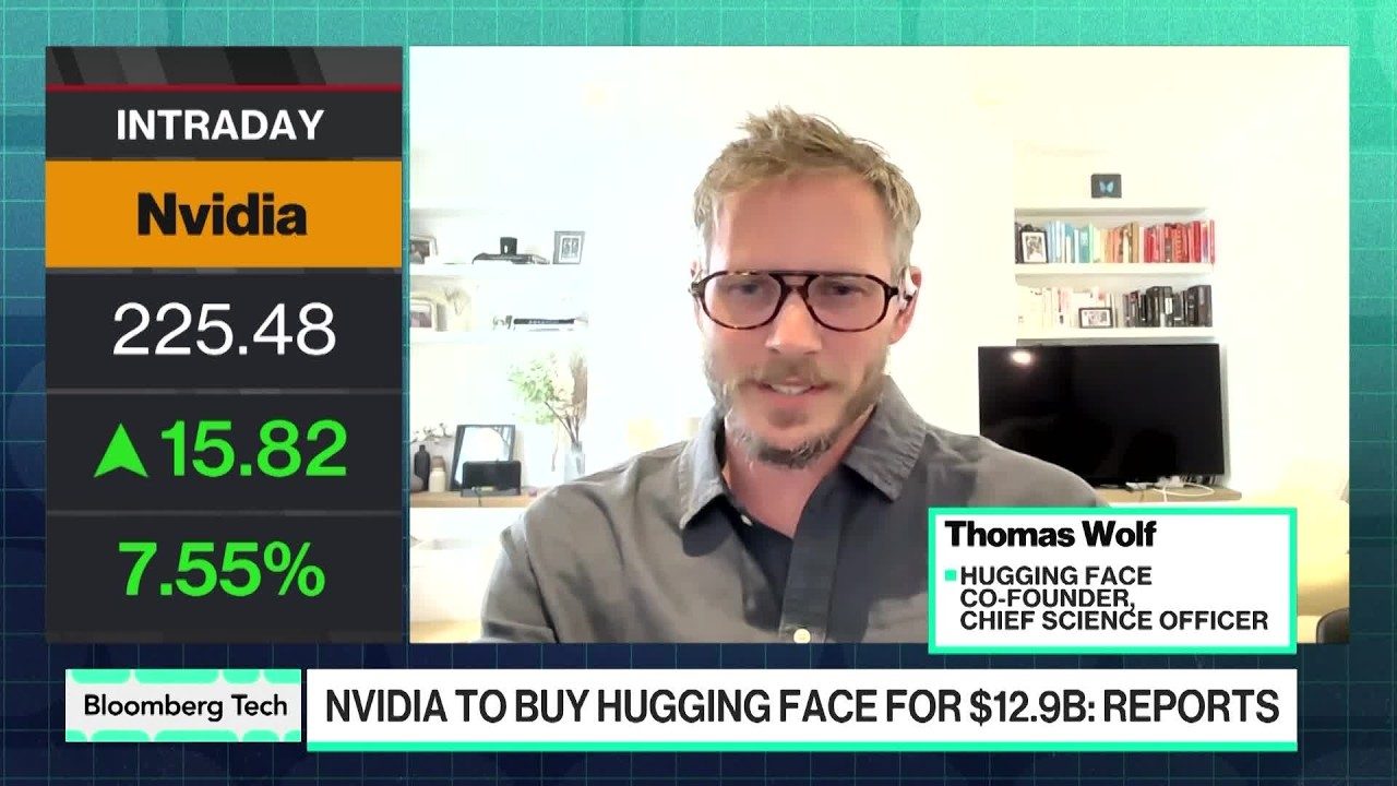 Still from a Hugging Face co-founder interview about the acquisition